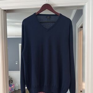 J. Crew Deep Blue V-Neck Merino Sweater